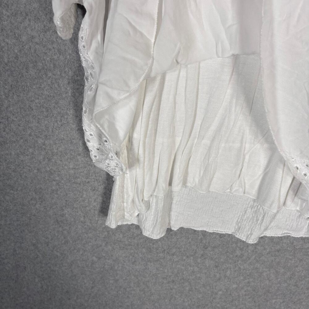 Eyelet Embroidered Top Medium Cottage Scalloped Hem Sequin Layered Made Italy - Picture 10 of 13